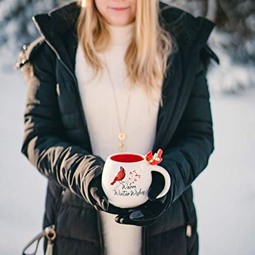 חברת מתנות ביתן משאלות חמות וציפור 15.5 גרם ספל כוס קפה גדול בצורת ייחודית לחגים או לחורף, ספירה אחת,