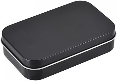 קופסת פח מתכת UXCell, 2 יחידות 3.74 x 2.36 x 0.87 מלבני מלבני ריק פח מלבני אחסון עם מכסים, שחור