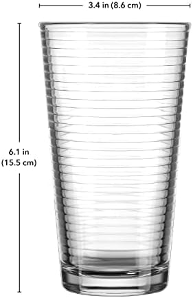 כוסות שתייה של גלבר-סט של 10 כוסות זכוכית הייבול, איכות פרימיום קריר 17 עוז. כלי זכוכית מצולעים.