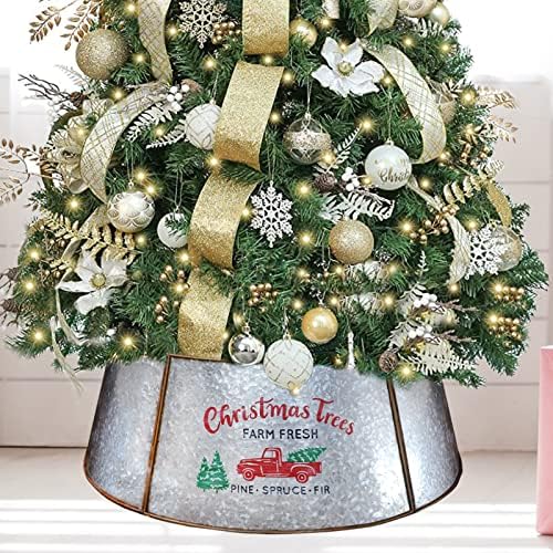 צווארון עץ חג המולד של Wkhomedeco מתכת, צווארון עץ מגולוון מתכוונן- עץ חג מולד גדול עד קטן, צווארוני עץ חג המולד