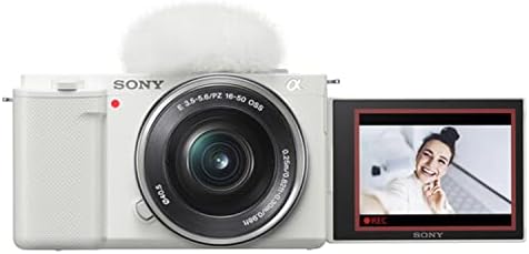 Sony ZV-E10 מצלמה נטולת מראה עם עדשה 16-50 ממ + 128 ג'יגה-בייט זיכרון + אור וידאו LED + מקרה + תרמיל אחיזה קבוע
