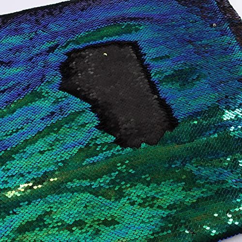עצמי ירוק שחור ססגוני הפיך פאייטים רקום נוצץ בת ים בד נצנצים בקנה מידה עבור בגדי חלק כרית דקור