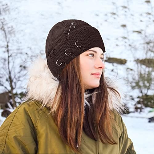 כובעי גברים של GTMZXW, כובע כפה סרוג נשים כובעי סריגה חמים כובע גולגולת כובע כפית חורפית כובע סקי שלג