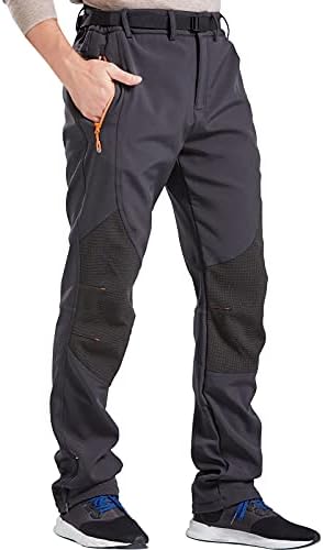 מכנסי סקי פליס קמופוקסין לגברים עם חגורה, מכנסי טיול שלג אטום למים לסנובורד