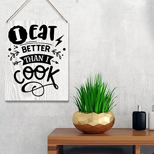 ציטוט מטבח מצחיק קיר שלט עץ תלייה אני אוכל טוב יותר ממה שאני מבשל שלט למתנות לעיצוב מטבח ביתי