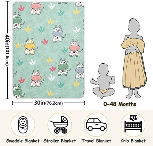 שמיכת פרה מצוירת של שמיכה מצוירת לתינוקות, קבלת שמיכה, שמיכה רכה קלה משקל עריסה, טיולון, שמיכות משתלות, 30x40 אינץ