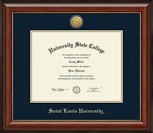 אוניברסיטת סנט לואיס - רישיון רשמית - מסגרת תעודת מדליון זהב - גודל מסמך 11 x 8.5