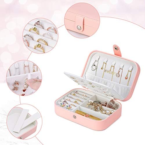 קופסאות תכשיטים של סמילשה לנשים בנות, 2 שכבות קופסאות אחסון גדולות ועור עור PU ניידים קטנים, מארגן תצוגה