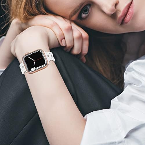 רצועות סיליקון קלועות תואמות ל- Apple Watch 38 ממ 40 ממ 41 ממ לנשים, רצועות החלפה חלולות וחללות דקיקות רזות