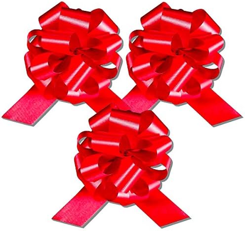 3 חבילות קשתות משיכה אדומות לאריזת מתנה וסלים 8 אינץ ' קשת מתנה גדולה מושלמת למתנות חג המולד מתנת