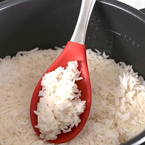 מגש שכבתי Luxshiny סיליקון אורז משוט עומד אורז מרית אורז לא מקל אורז סקופר עם ידית נירוסטה ידית אורז כף הגשת