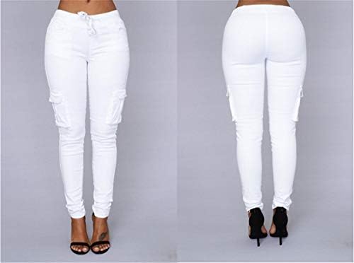 נשים של מכנסי קז ' ואל רב כיסים אופנה מטען רצים חדר כושר שרוך ארוך מכנסיים מכנסיים