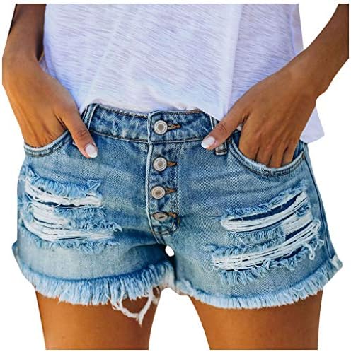 MGBD נשים קיץ קרוע ג'ינס מעצב מכנסיים קצרים מכנסיים חמים מזדמנים ברמודה עם כיסים מכנסי ג'ינס במצוקה