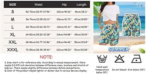 מכנסיים קצרים מזדמנים של נשים קיץ קיץ חוף קיץ טרופי מודפס מכנסיים קצרים רופפים בכושר אלסטי המותניים