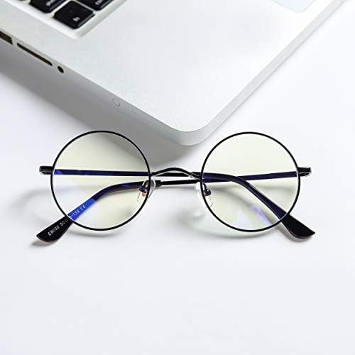 כחול אור חסימת משקפיים לנשים גברים רטרו עגול מתכת מסגרת משקפיים