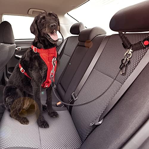 ללעוס הוכחת כלב רכב חגורת בטיחות, 2 ב 1 פלדה כבל כלב אביזרי רכב משענת ראש איפוק כלב חגורת בטיחות עבור בינוני