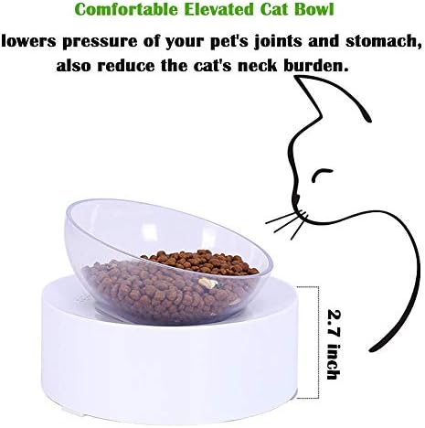 קערות חתולים של ג'יאנגיאנוס סט קערות מים מוגבהות לחתול, 0-15 ° מתכווננות מוטה קערות חתולים מורמות,