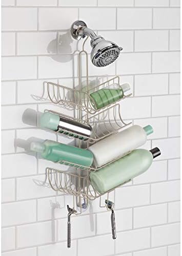 idesign verona מתכת תלויה במקלחת אמבטיה קאדי, שטח נוסף לשמפו, מרכך, סבון, סכיני גילוח, לופאה, מגבות,