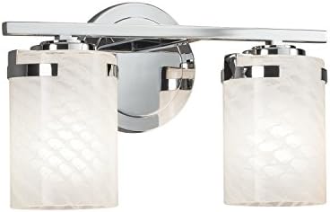 פיוז ' ן-אטלס 2-בר אמבטיה בהיר-צילינדר עם גוון זכוכית אומן בעל שפה שטוחה באריגה-גימור כרום מלוטש