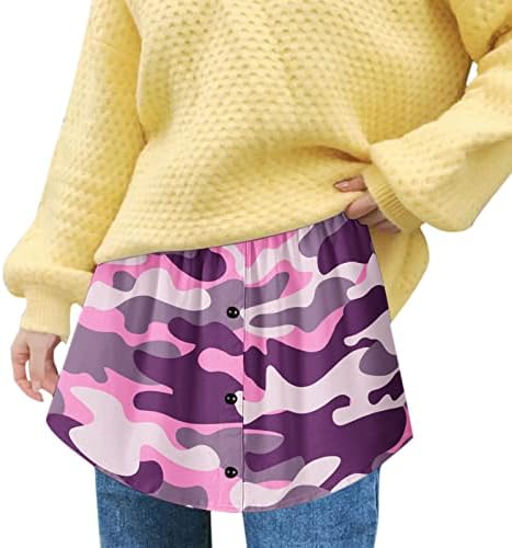 חולצות טריקו IIUS לנשים מזויפות בשכבות עליונות תחתון תחתון תחתון חצי אורך מיני חולצות חצאית מרחיבות עליונות