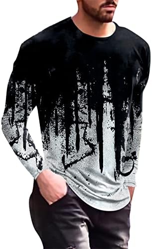 Gdjgta Mens אופנה רטרו רטרו ספורט כושר חיצוני חוץ 3D חולצה מודפסת דיגיטלית חולצת שרוול ארוך חולצה חולצה עליונה