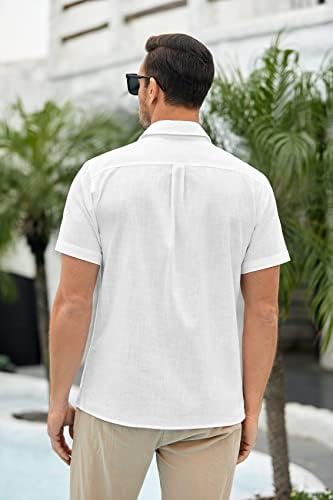 מכרום גברים של קצר שרוול גואיאברה חולצה כפתור למטה פשתן דש היפי קובני מחנה חוף חולצות
