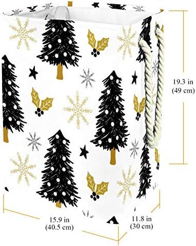 חג המולד דפוס עם עץ הולי שלג וכוכבים 300 ד אוקספורד עמיד למים בגדי סל גדול כביסה סל עבור שמיכות בגדי צעצועים