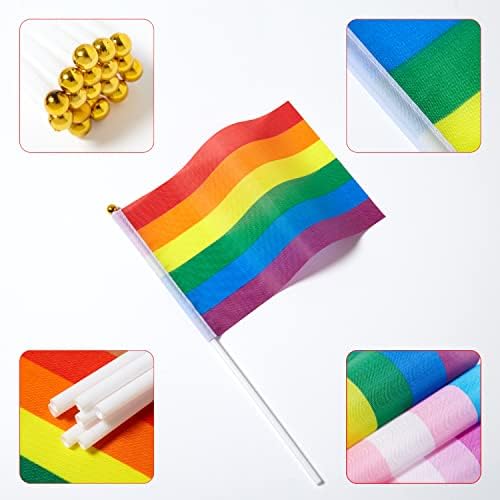 Gentlegirl 27 חבילה גאווה דגלי קשת הומואים להטבים מיני קטנים דגל מקל דגל מקל קשת פסטיבל קשת מצעדים קישודים