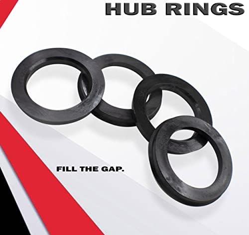 חלקי אביזרי גלגלים סט של 4 טבעת מרכזית טבעת 74 ממ OD עד 57.1 ממ מזהה רכזת, פוליקרבונט שחור