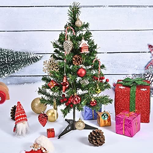 Glyinnhe 22 אינץ 'עץ חג המולד מלאכותי שולחן חג המולד ירוק עץ חג מולד עם עמד