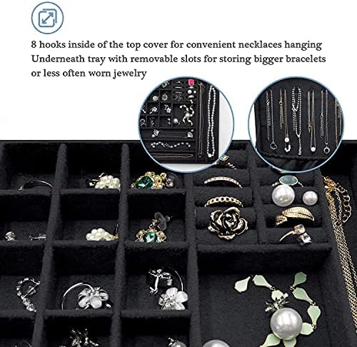 Procase שתי תכשיטים לשכבות תצוגת אחסון מחזיק מחזיק חבילה עם ארגז תכשיטים קופסה לנשים נערות נוסעות