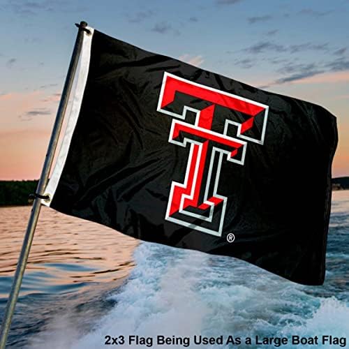 טקסס טק ריידר אדום דגל קטן 2'x3 'וארהב 3x5 סט דגל