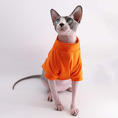 Sphynx חתול חסר שיער כותנה כותנה בגדים לחיות מחמד, חולצות טריקו לחתלתול סוודר עם שרוולים, חתולים וכלבים