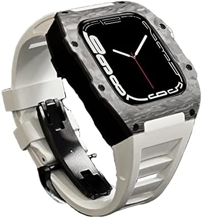 סט רצועת סגסוגת סיבי פחמן יוקרתית של KAPPDE סט רצועת Apple Watch 7 6 5 4 SE גומי גומי DIY שינויים
