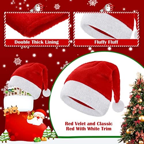 20 חתיכות קטיפה חג המולד סנטה כובעי למבוגרים בתפזורת יוניסקס עבה חג המולד חג המולד כובעי למשפחה