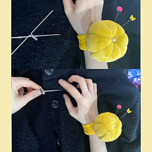 Miao Jin 2PCS סיכה כרית כרית כרית תפירה מחזיק מחט כרית טבעת אצבעות כרית דלעת בצורת תפירה