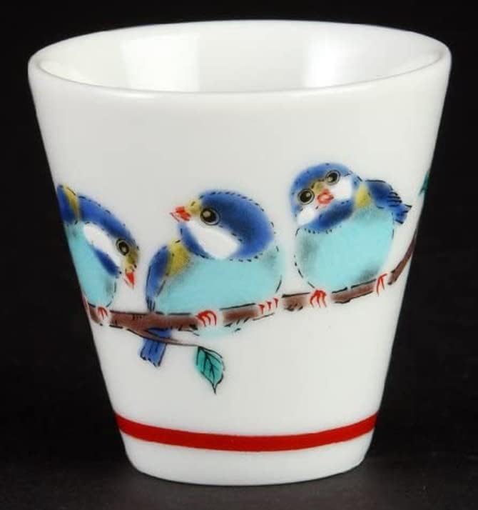 Miyagawa Kutani Ware, Kyuyaki KSO-11 מזל צ'וקו ימקאקו זעיר כוס קרמיקה זעירה עם דפוס ציפור