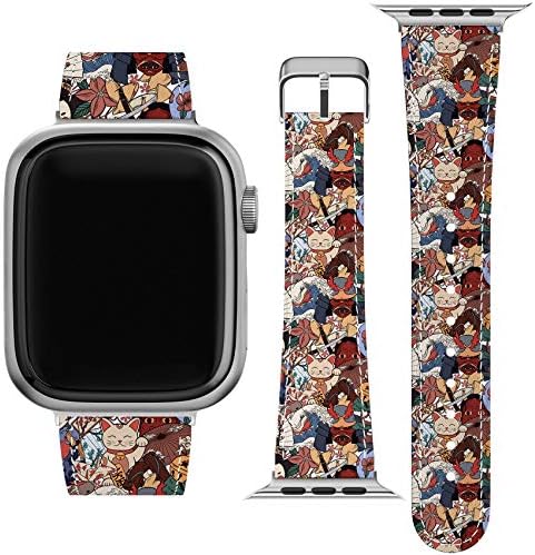צפו בלהקה תואמת לסדרת Apple Watch 7/6/SE/5/4/3/2/1 38-40-42-44-45 ממ החלפת עור PU רצועת KOI נהדרת לרצועת IWatch
