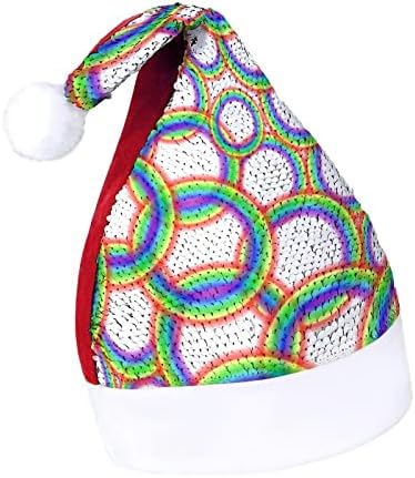 קשת מעגל פאייטים חג המולד כובעי סנטה חג המולד כובע למבוגרים שמח חג המולד המפלגה תלבושות בני כובע