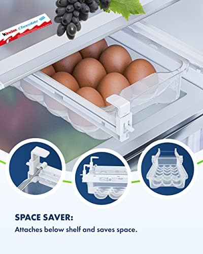 מגירת ביצים מקרר Skywin - מחזיק ביצה מצמד למקרר מארגן ומגן על ביצים - מיכל אחסון ביצה מתכוונן וחיסכון