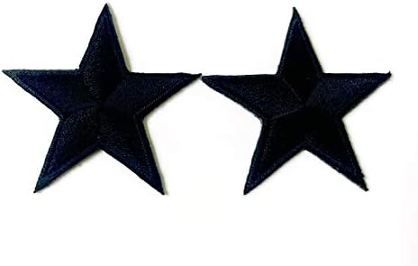 הסט של 2 זעיר. מיני כוכב שחור סמל שלט דרגה סמל לוגו מצויר חמוד טלאי תפור ברזל על תלבושת בגדים של שלט תער