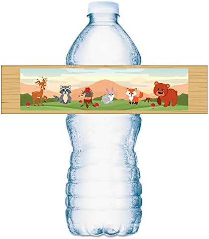 20 חיות יער תוויות בקבוקי מים; חיות יערות עטיפות בקבוקי מים אטומים למים; זה תוויות מדבקות בקבוק מים