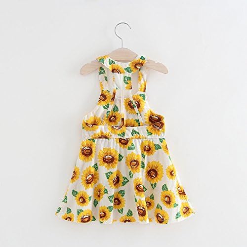 שמלת חמניות הדפס ללא גב בנות תינוקות פרחוניים תלבושות לתינוקות תלבושות בנות ללא שרוולים ותלבושות