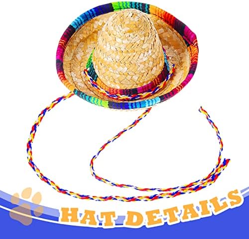 כלב סומבררו כובע ססגוניות סומבררו מסיבת כובעי קש מקסיקני כובע וכלב בנדנה לחיות מחמד משולש סינר