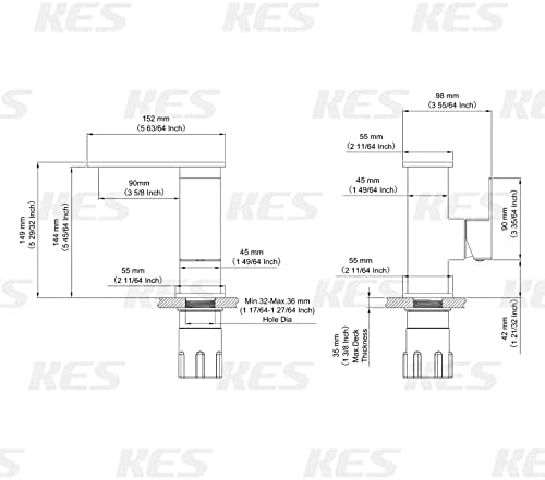 ברז כיור אמבטיה של KES ידית יחידה ופקק ניקוז פופ-אפ עם הצפה, SUS304 נירוסטה, גימור מוברש, L3205LF-BS+S2013A-BN