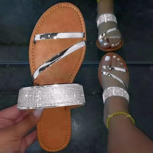 RBCULF נשים נעלי בית 2023 אופנה קיץ ריינסטון פאייטים סליפ-על כפכפים חוף מסיבת חג פתוח נעלי סנדלי בוהן
