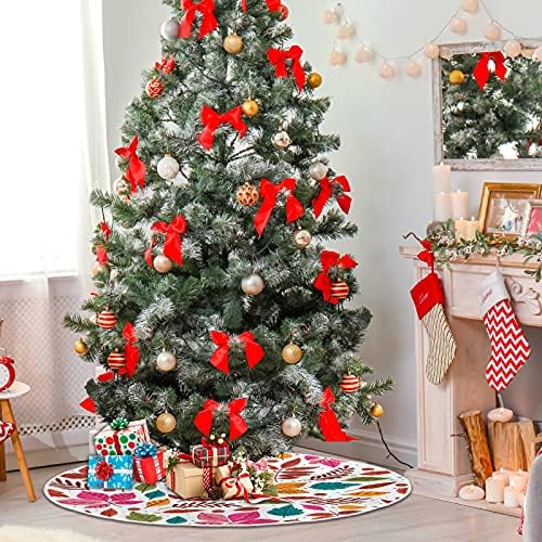עלים סתיו חג ההודיה חצאית עץ חג המולד 36 אינץ '/48 אינץ' תפאורה ביתית לחצאית עץ חג המולד מחצלת לחג המולד