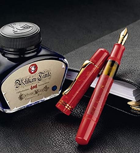 מהדורה מיוחדת של פליקן מ - 101נ בציר עט נובע וערכת דיו, ציפורן משובחת, עט אדום בוהק, 1 כל אחד