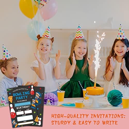 Tirywt Bowling נושא הזמנות ליום הולדת, הזמנות למסיבת יום הולדת בסגנון מילוי עם מעטפות לבנות בנות,