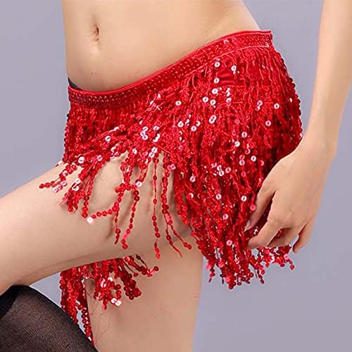 Sttiafay ריקוד בטן שוליים חצאית פאייטים